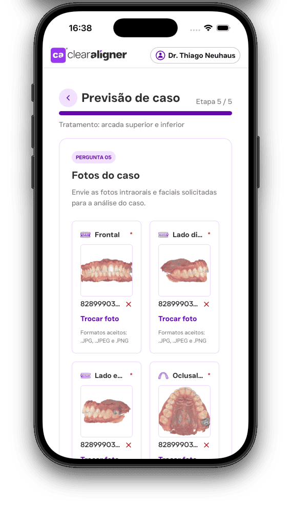 Envio das fotografias clínicas no Aplicativo CA