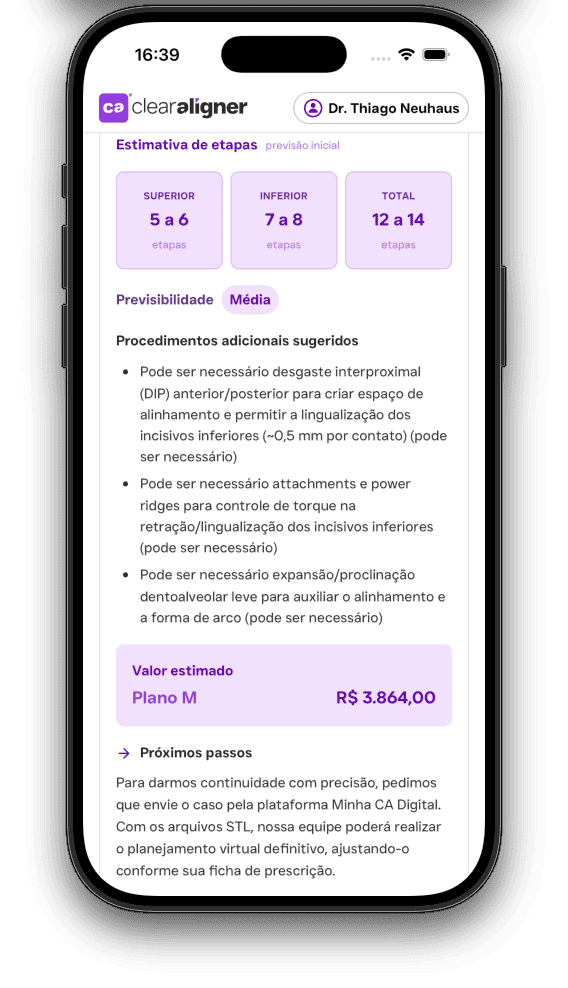 Resultado do CA Preview no Aplicativo CA